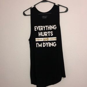 Workout tank top black with quote